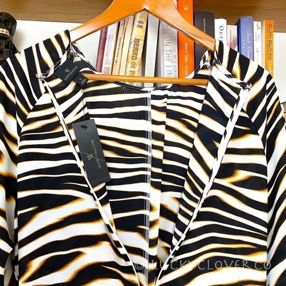 Animal Print Tie Front Blouse Women’s Size Large NEW - Picture 10 of 12